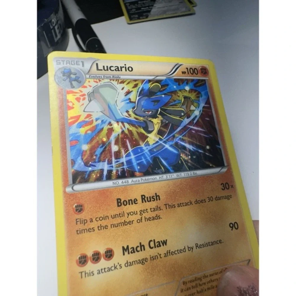 Pokémon Lucario XY140 Black Star Promo Cosmos Holo HP/DMG ~ HD GALAXY SWIRL🌀MEW